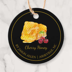 Eenvoudige Honeycomb Cherry Infused Honey Hang Lab Bedankjes Labels