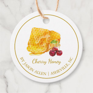 Eenvoudige Honeycomb Cherry Infused Honey Hang Lab Bedankjes Labels