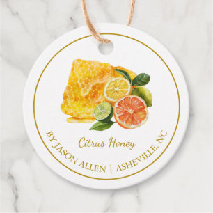 Eenvoudige Honeycomb Citrus Infused Honey Hang Lab Bedankjes Labels