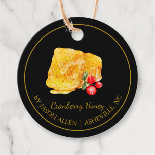 Eenvoudige Honeycomb Cranberry Infused Honey Hang Bedankjes Labels
