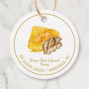 Eenvoudige Honeycomb Ginger Infusie Honey Hang Lab Bedankjes Labels