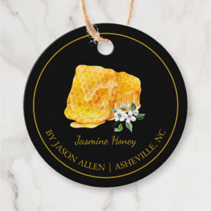 Eenvoudige Honeycomb Jasmine Geïnfundeerde Honey H Bedankjes Labels