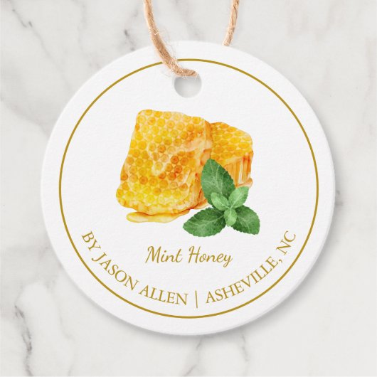 Eenvoudige Honeycomb Mint Geïnfundeerde Honey Hang Bedankjes Labels (Voorkant)