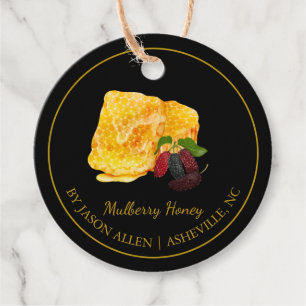 Eenvoudige Honeycomb Mulberry Infused Honey Hang L Bedankjes Labels