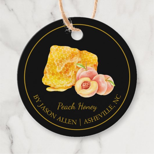 Eenvoudige Honeycomb Peach Geïnfundeerde Honey Han Bedankjes Labels (Voorkant)