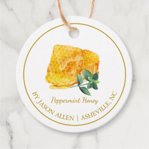 Eenvoudige Honeycomb Peppermint Infused Honey Hang Bedankjes Labels