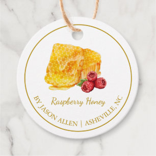 Eenvoudige Honeycomb Raspberry Infused Honey Hang Bedankjes Labels