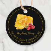 Eenvoudige Honeycomb Raspberry Infused Honey Hang  Bedankjes Labels (Voorkant)