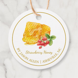 Eenvoudige Honeycomb Strawberry Infused Honey Hang Bedankjes Labels