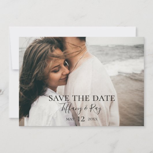 Eenvoudige horizontale foto van Elegant slaat de d Save The Date (Voorkant)