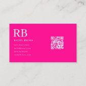 Eenvoudige Hot Pink QR-code Visitekaartje (Achterkant)