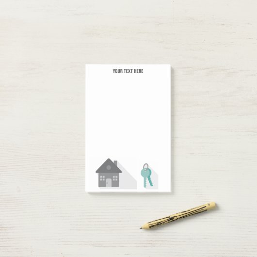 Eenvoudige House Keys Real Estate Agent Post-it® Notes (Op bureau)