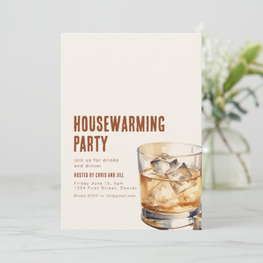 Eenvoudige Housewarming Party Uitnodiging met Drin (Staand voorkant)