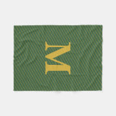 Eenvoudige Hunter Groen en Gouden Strepen Monogram Fleece Deken (Voorkant (Horizontaal))