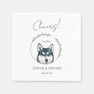 Eenvoudige Husky Hond Bruiloft Cocktail servetten
