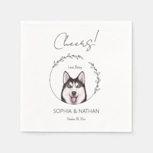 Eenvoudige Husky Hond Bruiloft Cocktail servetten