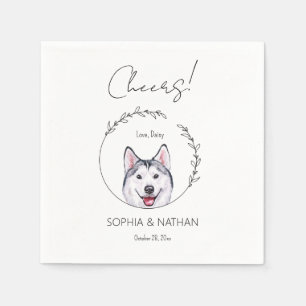 Eenvoudige Husky Hond Bruiloft Cocktail servetten