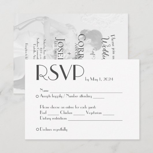 Eenvoudige Huwelijks RSVP Antwoordkaart (Voorkant / Achterkant)