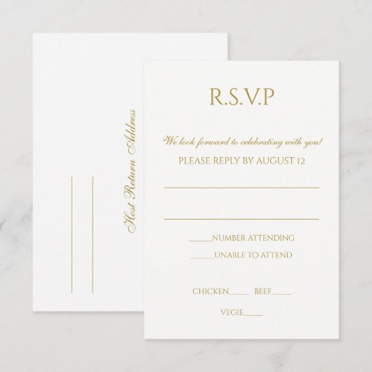 Eenvoudige Huwelijks-RSVP-Postkaart Kaart (Voorkant / Achterkant)
