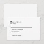 Eenvoudige Huwelijksreactiekaart in Zwart en Wit RSVP Kaartje (Voorkant / Achterkant)