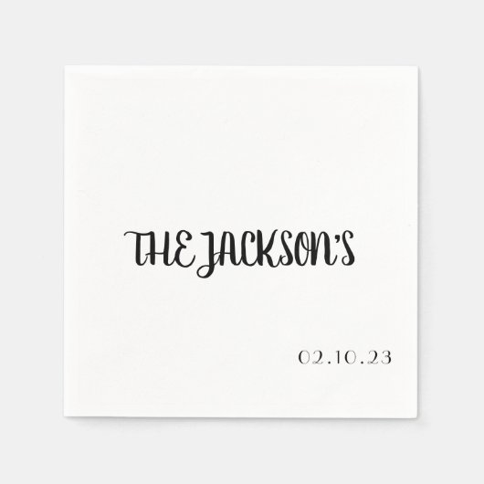 Eenvoudige huwelijksservet met achternaam van het servet (Voorkant)