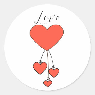 Eenvoudige illustratie met de sjaalhartenliefde ronde sticker