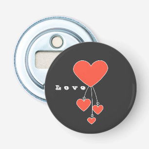 Eenvoudige illustratie met sjalot harten "Liefde" Button Flesopener