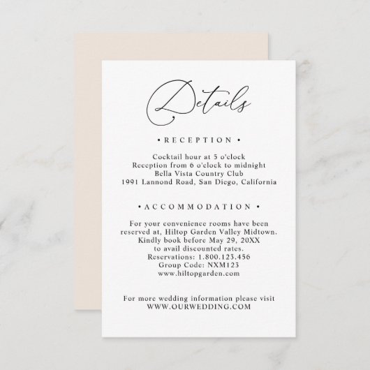 Eenvoudige informatie over het huwelijk tussen zwa informatiekaartje (Voorkant / Achterkant)