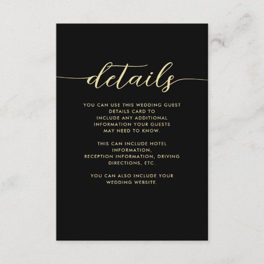 Eenvoudige informatie over zwarte en witte bruilof informatiekaartje (Voorkant)