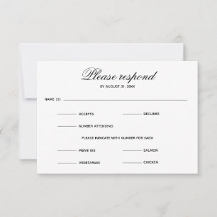 Eenvoudige ingang vier keuzes - RSVP kaart
