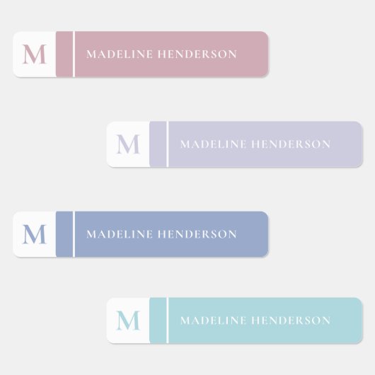 Eenvoudige Initiaal Pastel Colour Waterproof Kinde Labels (Groep)