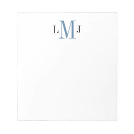 Eenvoudige Initiaal zwart-wit en blauw laptopblok Notitieblok