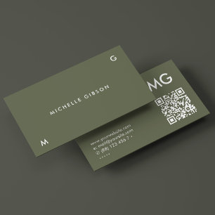 Eenvoudige Initialen Army Green Professional Minim Visitekaartje