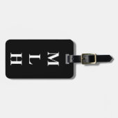 Eenvoudige Initialen Monogram Slank Solid Black Bagagelabel (Voorkant horizontaal)