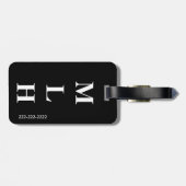 Eenvoudige Initialen Monogram Slank Solid Black Bagagelabel (Achterkant horizontaal)