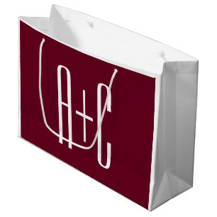 Eenvoudige Initialen voor Koppels   Wit & Burgundy Groot Cadeauzakje