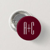 Eenvoudige Initialen voor Koppels | Wit & Burgundy Ronde Button 3,2 Cm (Voorkant /achterkant)