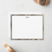 Eenvoudige Initialen voor Rustige houten randmonog Notitiekaartje (Voorkant / Achterkant in situ)