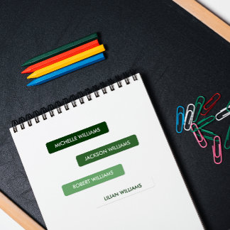 Eenvoudige Intense Groene witte Schaal Kinder Naam Labels