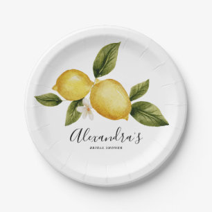Eenvoudige Italia Lemon Calligraphy Bruidsdiner Papieren Bordje