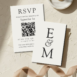 Eenvoudige Ivoren Klassieke Trouw QR Code RSVP Kaartje
