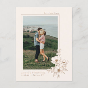 Eenvoudige Ivory Gold Anemone Art Floral Save the Aankondigingskaart