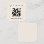 Eenvoudige Ivory Script Weduwend RSVP - QR-code me Informatiekaartje (Voorkant / Achterkant)