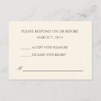 Eenvoudige Ivory Wedding RSVP