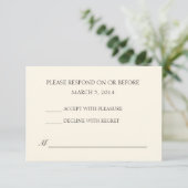 Eenvoudige Ivory Wedding RSVP (Staand voorkant)