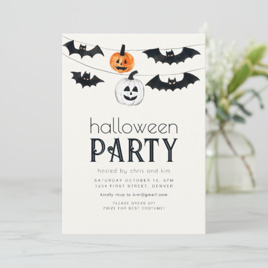 Eenvoudige Jack of Lantern Halloween Party Uitnodi Kaart (Staand voorkant)