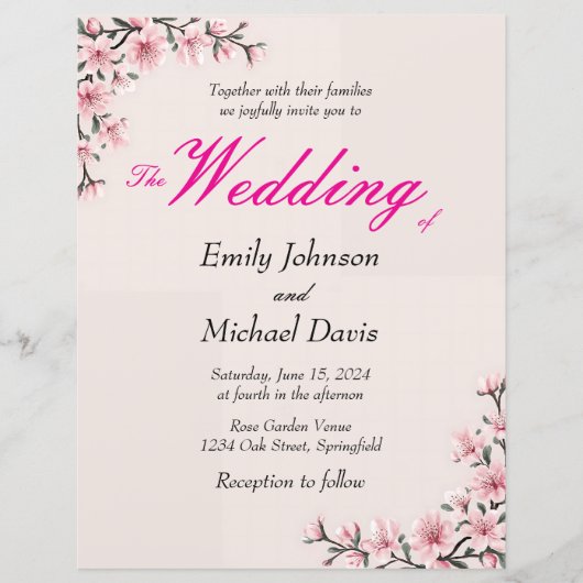 Eenvoudige Japanse kersenbloesem bruiloft (Voorkant)