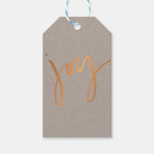 Eenvoudige JOY Copper Metallic minimalist Holiday  Cadeaulabel