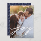 Eenvoudige Joy Handgeschreven Script Kerstfoto Feestdagenkaart (Voorkant / Achterkant)