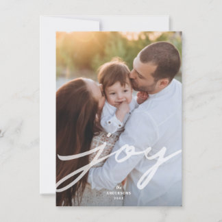 Eenvoudige Joy Handgeschreven Script Kerstfoto Feestdagenkaart